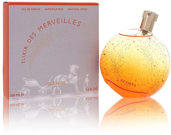 Hermès Elixir des Merveilles Eau de Parfum (100 ml) met kartonnen verpakking.