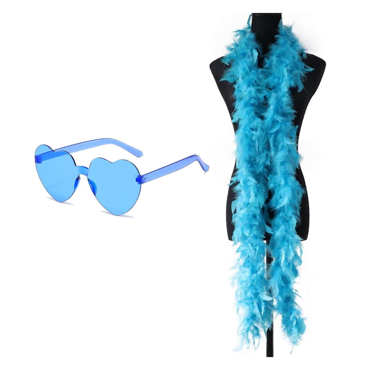 Dailygoods - Set van 2 Veren Boa's met Zonnebril voor Feestaccessoires