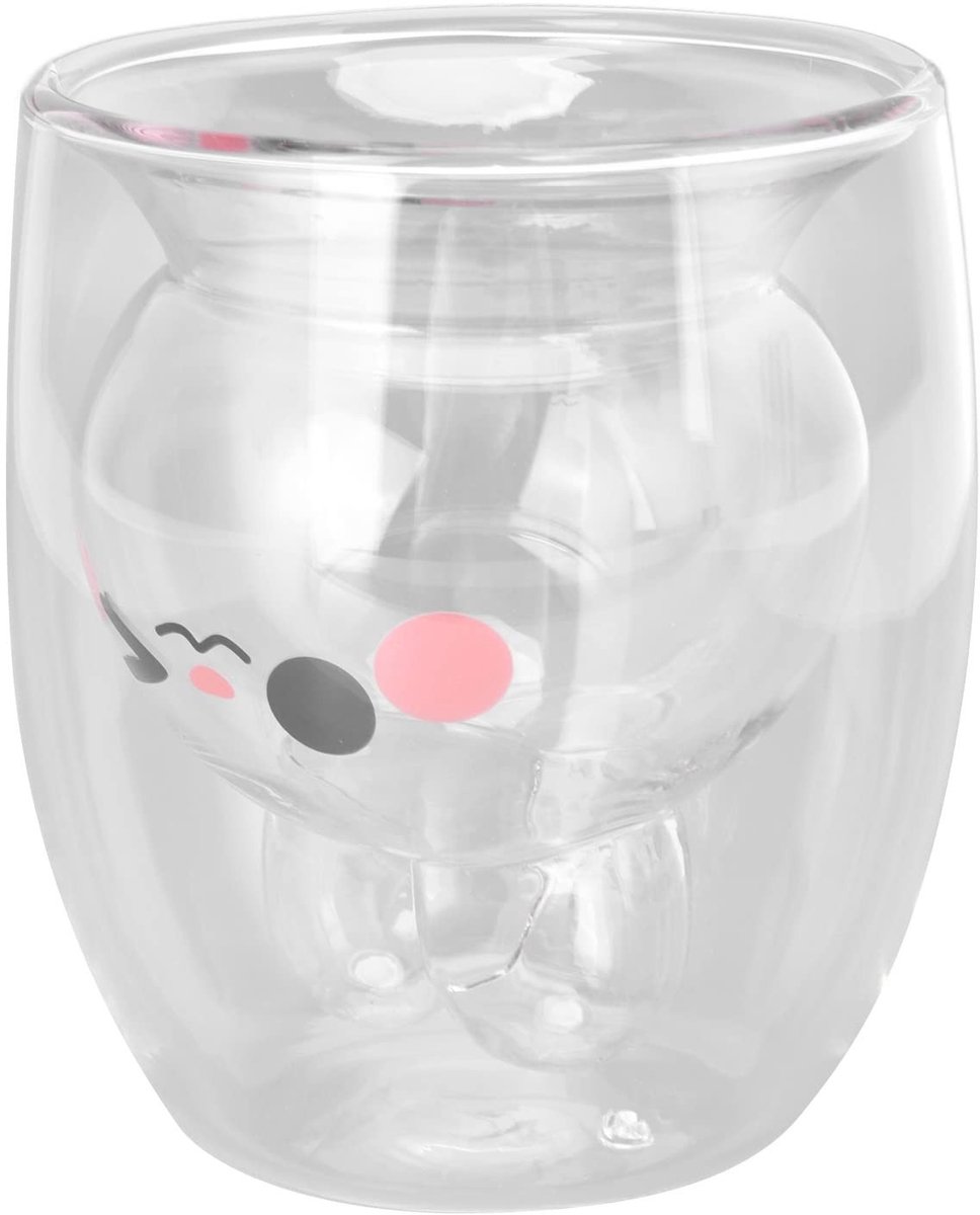 Dailygoods - Dailygoody - Dubbelwandig Glas - Schattig Konijn Ontwerp - 300 Ml - Transparant - Multifunctioneel - Ideaal voor Thuisgebruik - Transparante tank