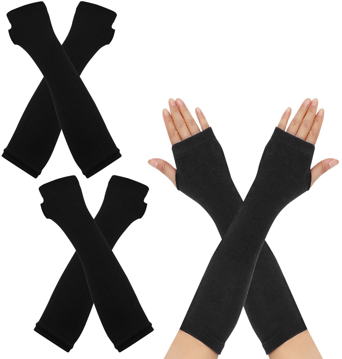 Dailygoods - Innovra - Dailygoods - Dailygoody - Lange armwarmers - Vingerloze handschoenen - Thermo-gebreid design - Uniseks - Warme winterhandschoenen - Comfortabel en flexibel - Gesch...