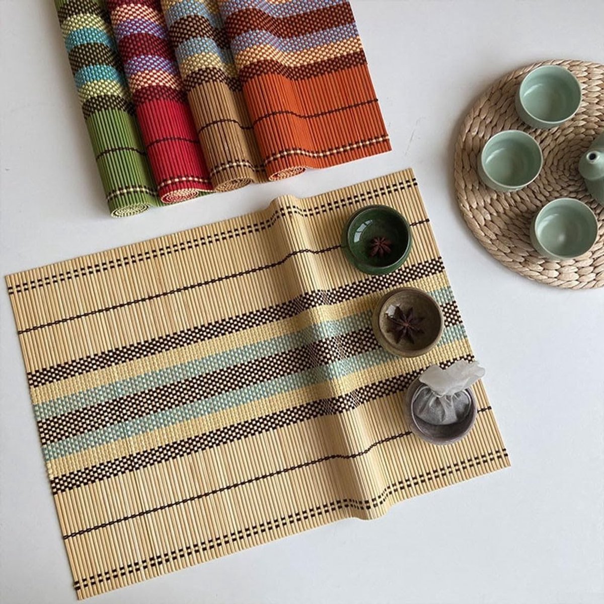 Dailygoods - Cosensi - Dailygoody - Placemats - Handgemaakte Tafelmatten - Wasbaar en Anti-Slip - 45 x 30 cm - Voor Eettafel en Koffie/Thee Pot - Set van 5