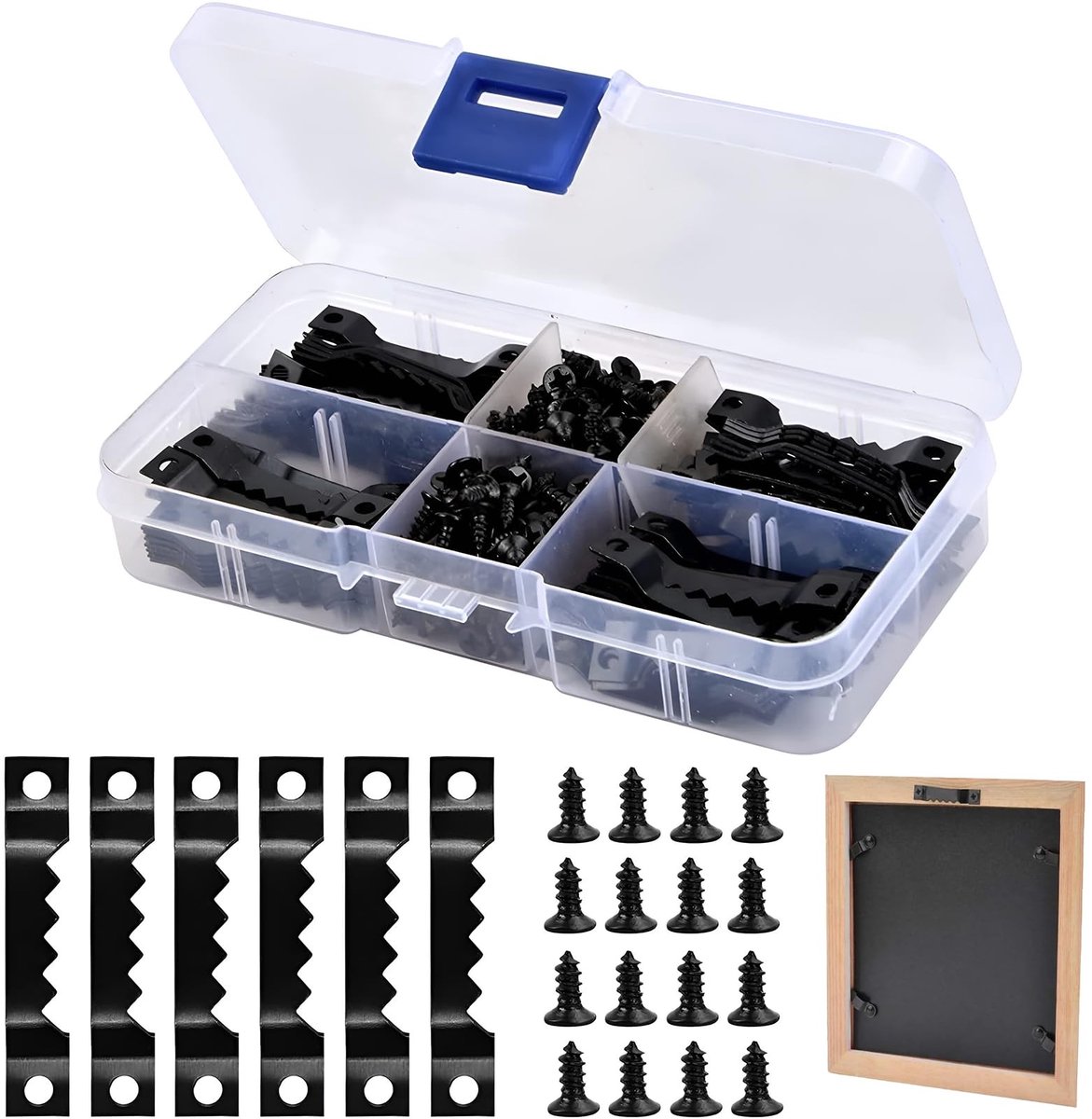 Dailygoods - Dailygoody - Foto Haken Sets - Houten Foto Hangers - 100 Sets met 200 Schroeven - Thuis en Kantoor - Foto ophangen - Decoratie - Geschikt voor thuis -