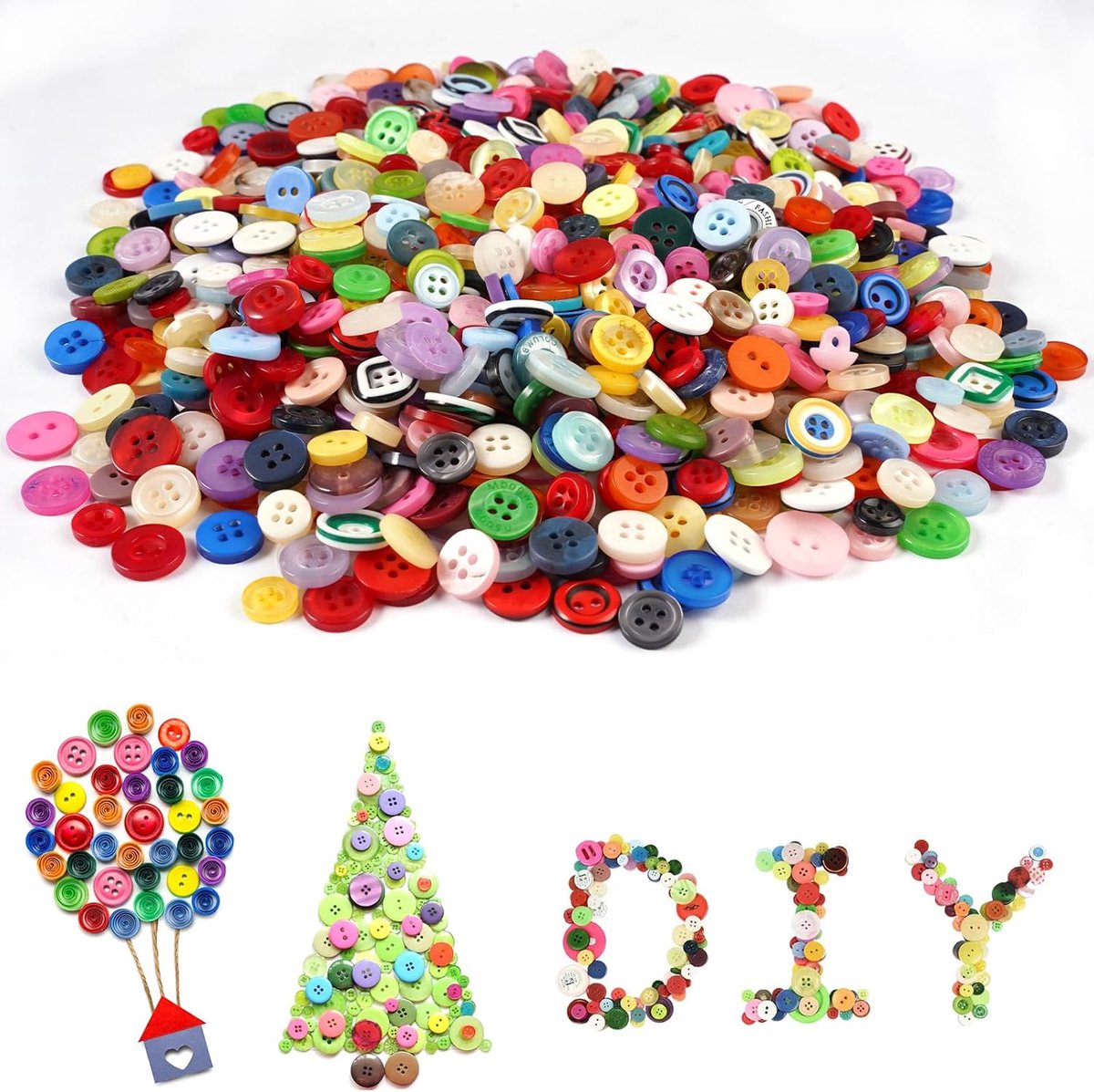 Bastelknöpfe Set - Ronde Knopen Harz - 1000 Stuks - 2 en 4 Gats Ontwerp - Voor Naaien en DIY Projecten - Kleurrijk Assortiment
