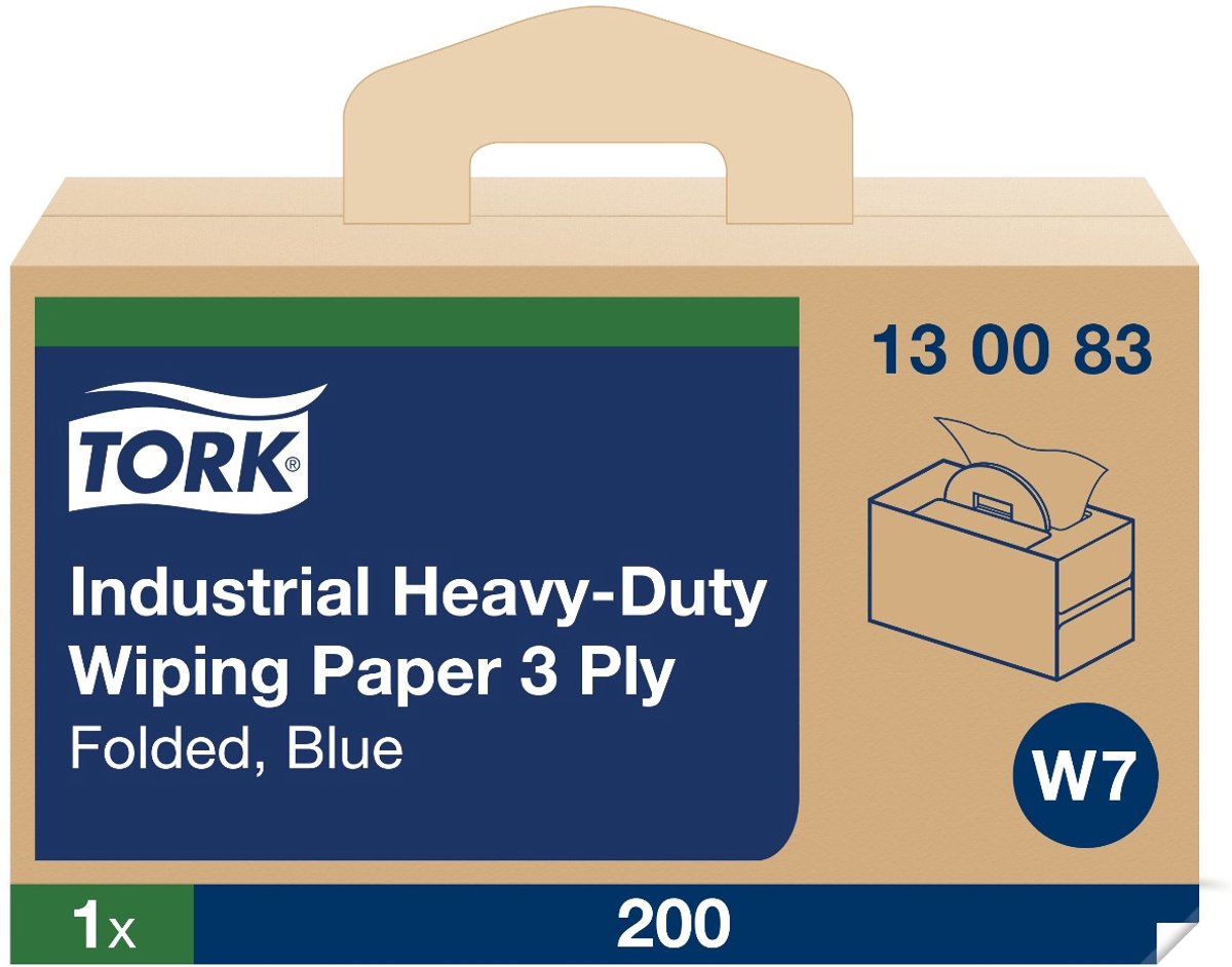 Tork Adv. Wiper 440 Perform. 3-lgs blauw 39x32 cm doos à 200 vel handy-box (130083)