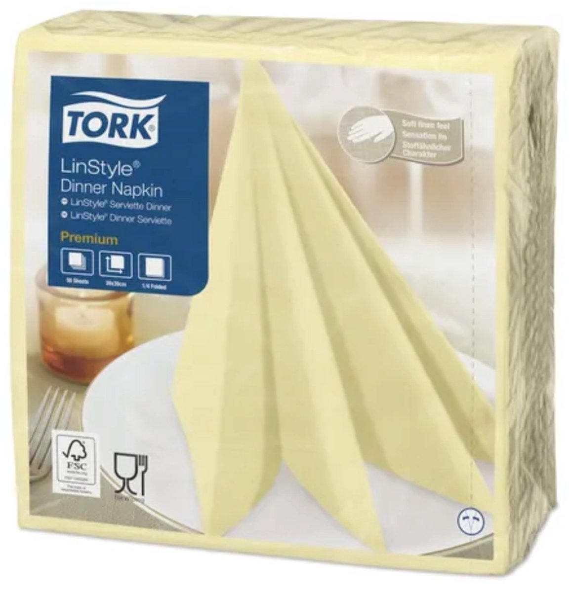 Tork 478712 premium linstyle dinnerservet champagne 39x39 cm 600 stuks (478712)