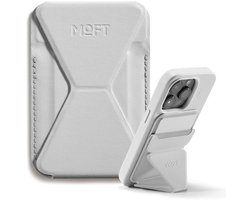 MOFT Snap-On Magnetische Kaarthouder - Wallet Compatibel met MagSafe - Pasjeshouder met Standaard - MOVAS Vegan Leer - Portemonnee 2 Pasjes - Grijs