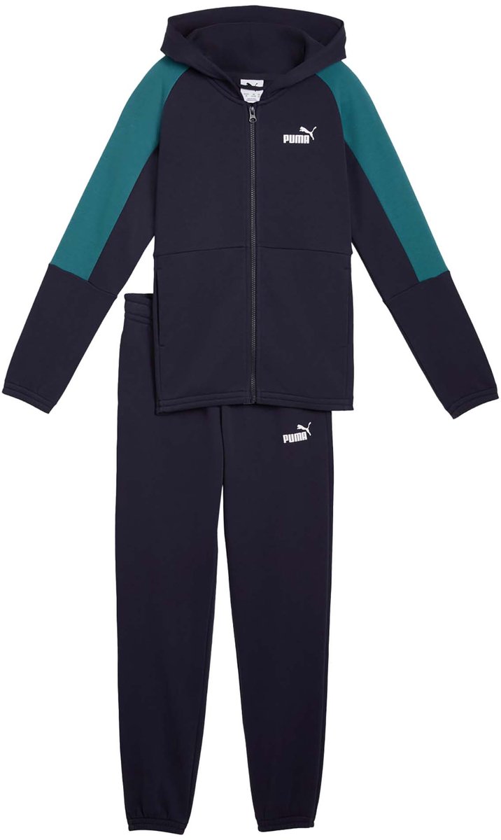Puma Trainingspak Ess Block Hooded Full-Zip Sweat Suit Tr B Fashion Wear Kinderen Blauw