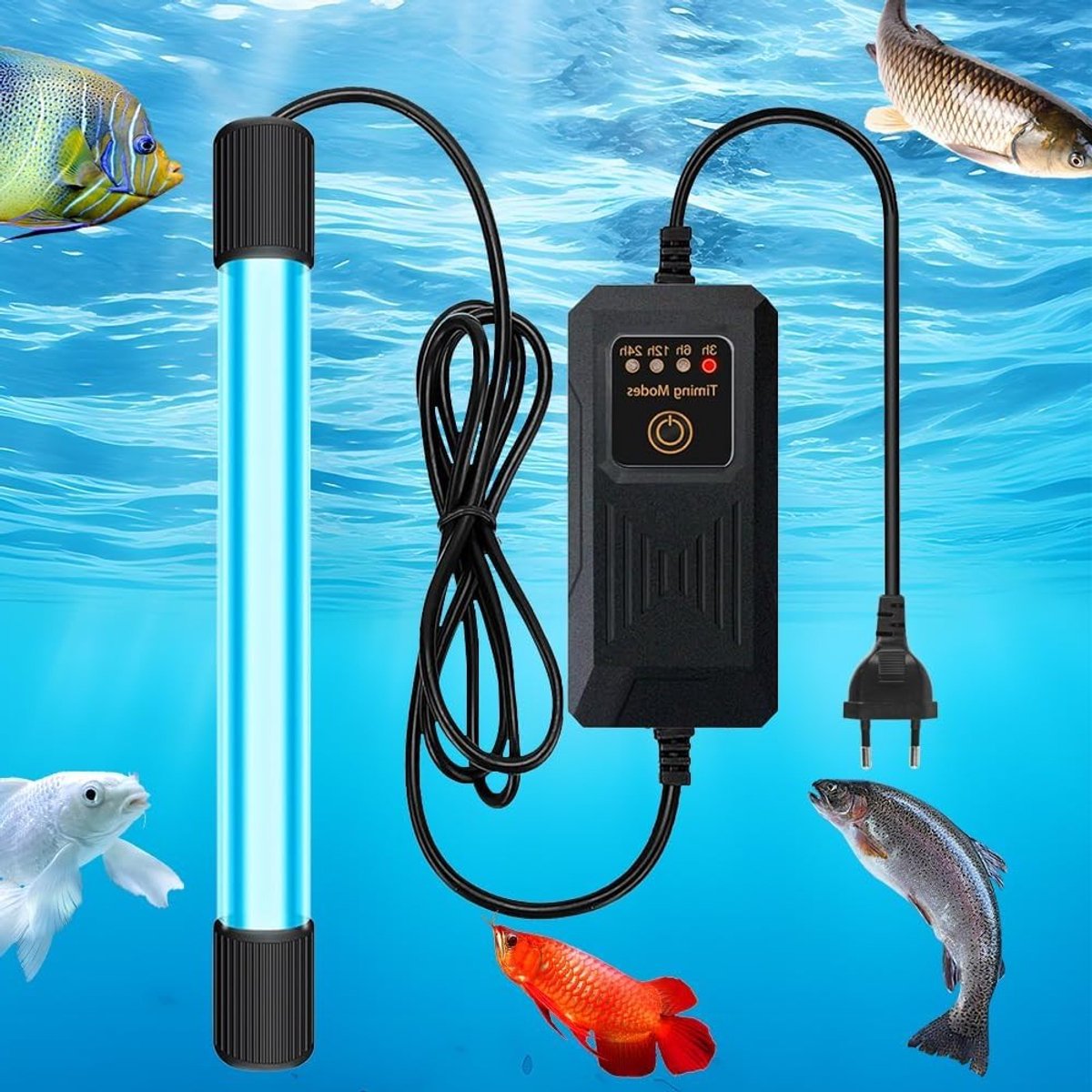 UV Sterilisatielamp voor Aquaria en Zwembaden met Timer - 11 Watt Dipping Lamp voor Waterreiniging en Algenbestrijding