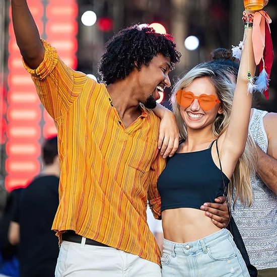 Zonnebrillen - Hartvormige zonnebrillen - Oranje zonnebrillen - Accessoire voor Koningsdag - Perfect voor Koningsdag, Carnaval en feestjes - 4 stuks - Oranje van Merkloos — afbeelding 3