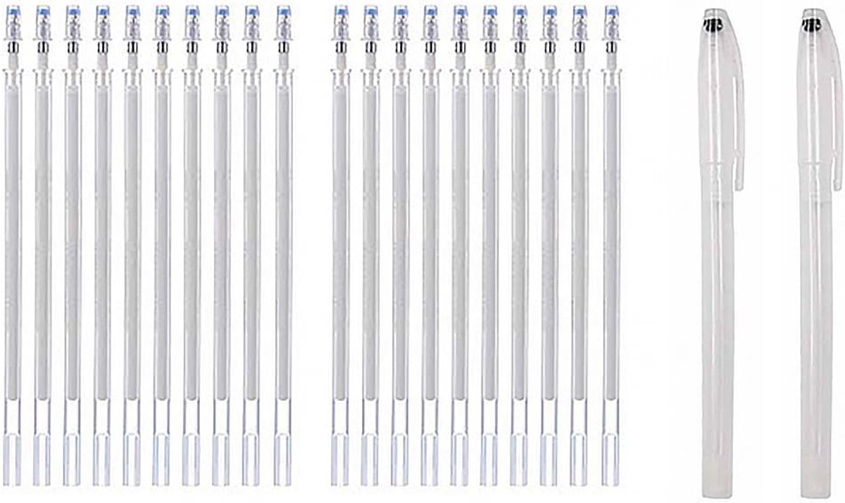 Hitte Uitwisbare Pennen - Stof Markers - Kleding Maken - Tijdelijke Markeringen - 20 Navullingen - Wit
