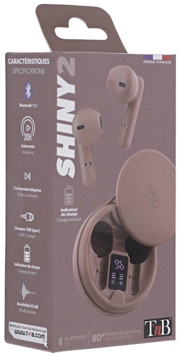 T'nB – Shiny 2 – Draadloze oordopjes – Bluetooth 5.1 – 20 uur