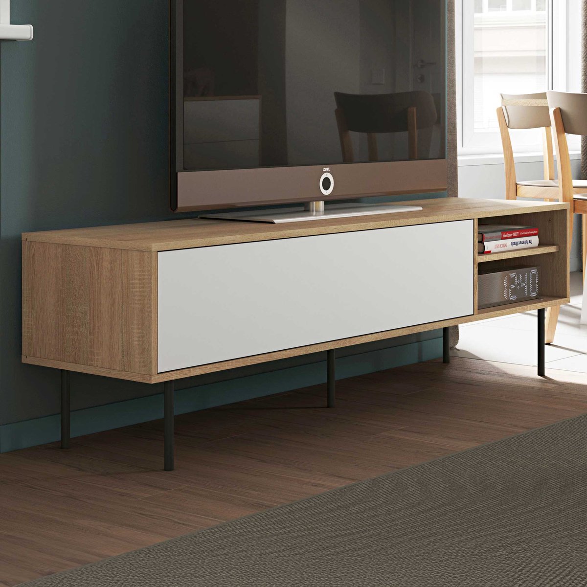 Tv-meubel Watt 165cm - Eik/wit