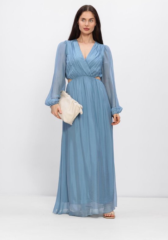 UUAISSO Casual jurk voor dames, lange mouwen, hoge taille