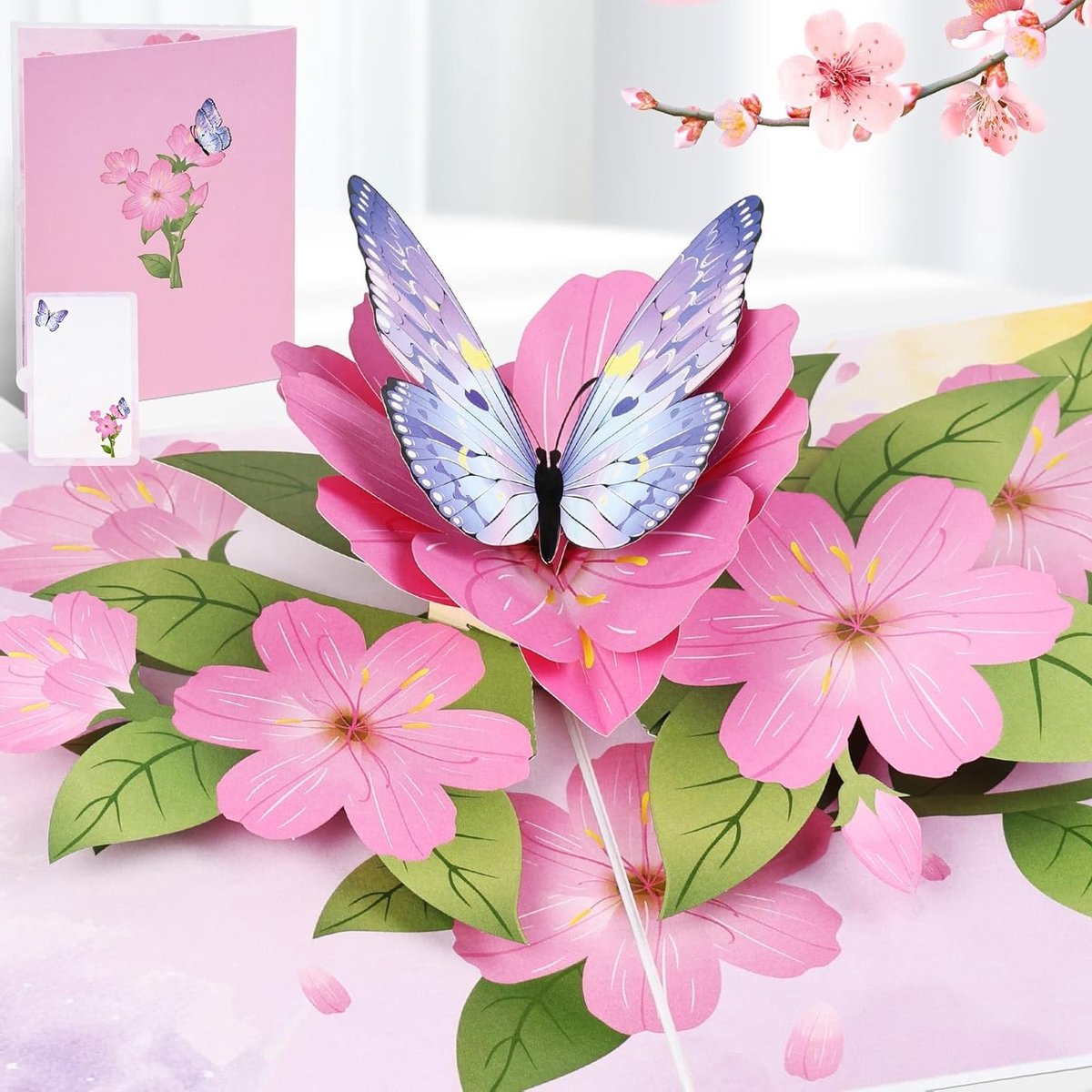 3D Pop-Up Kaart met Vlinder voor Verjaardag, Moederdag, Jubileum en Valentijnsdag - Inclusief Envelop en Uniek Ontwerp voor Vrouwen en Meisjes