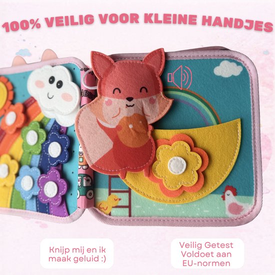 Kiyouti Busy Board Konijn - Montessori Activiteitenboek - Sensorisch Speelgoed van Merkloos — afbeelding 4