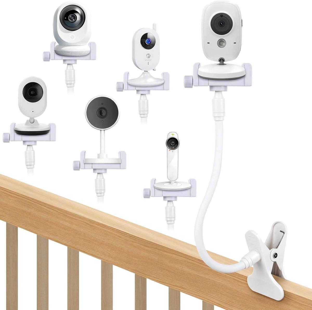Verstelbare Baby Monitor Houder voor Camera's en Mobiele Telefoons, Geschikt voor Bed en 1/4 Inch Draad