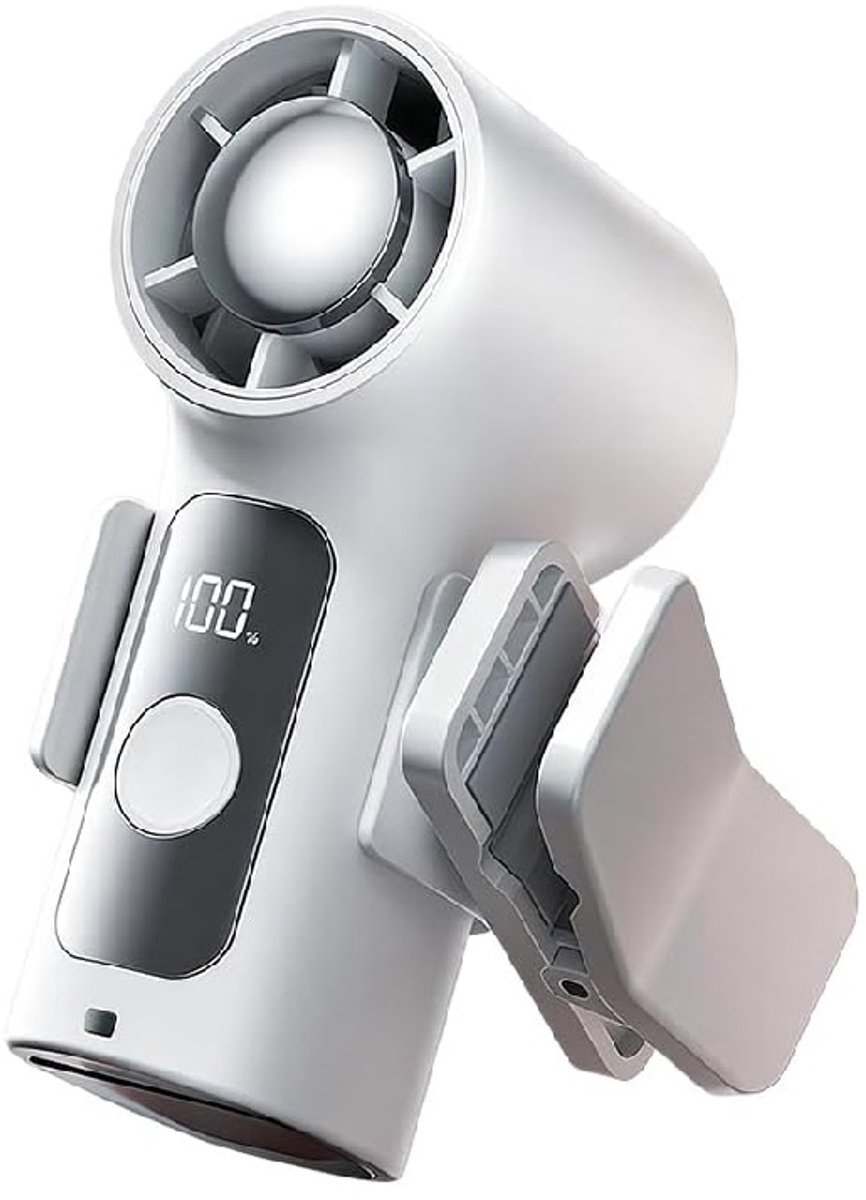 longziming -Draagbare Handventilator USB - Mini Ventilator - Handventilator Oplaadbaar - 6 Snelheden - LCD Display - ABS - Stil & Krachtig Koelsysteem - 1 Stuk - wit