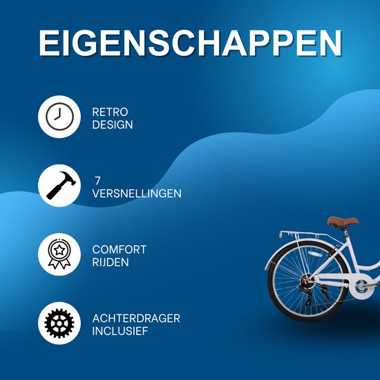 Strandcruiser – Voor heren en dames – 7 versnellingen / achterdrager / retro stijl – Paars / 66 cm — afbeelding 2