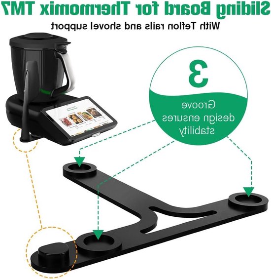 Sliding base voor Thermomix TM7, accessoires met Teflon glijders, spatula houder en stabiele beweging — afbeelding 2