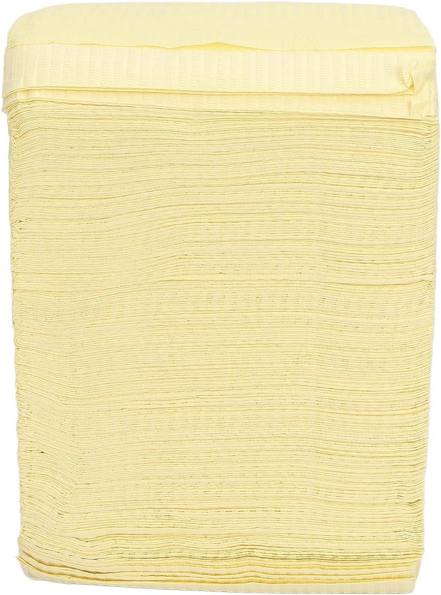 Disposable Dental Bibs - 125 Stuks, Waterdicht en Sterk, Perfect voor Tandartspraktijken, Tattoo Studio's en Schoonheidsbehandelingen (Geel)