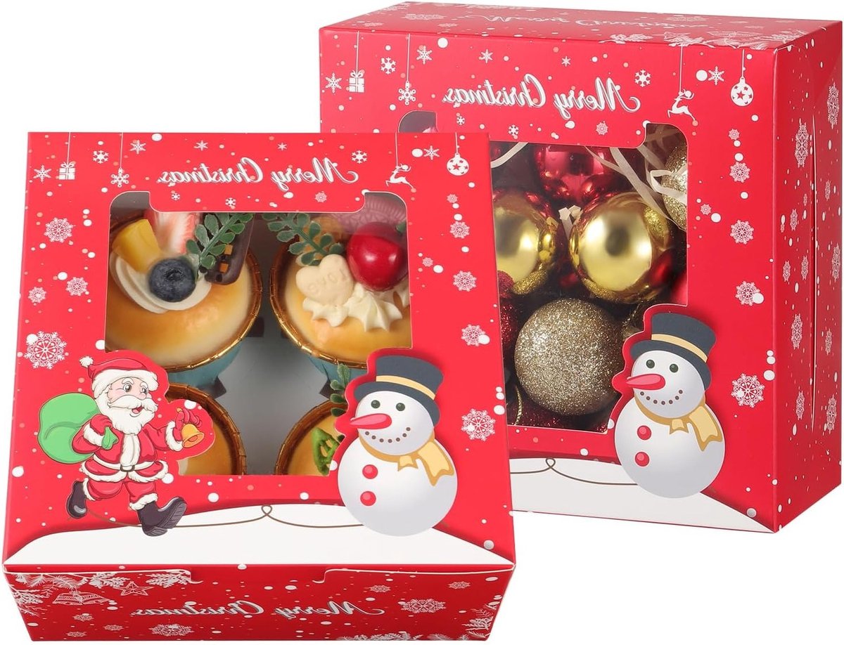 20-delige muffin- en cupcake-dozen met inzetstukken, kerstcadeauverpakkingen voor taarten en koekjes