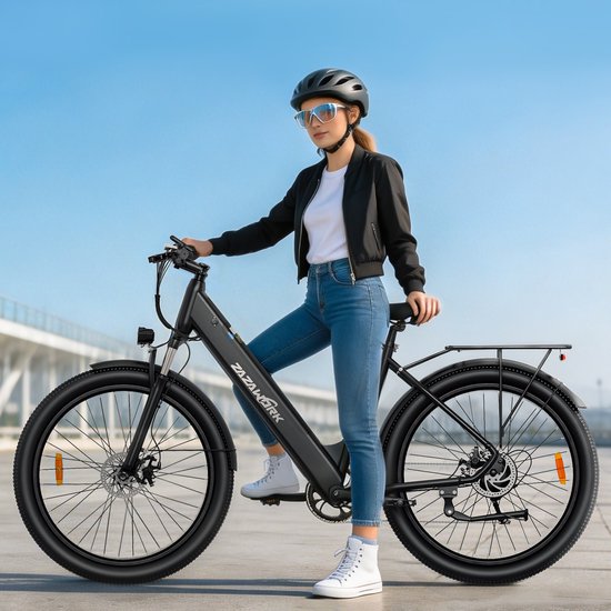 ZAZAWORK C28 Elektrische Fiets – 36V 20Ah – 120 km Bereik – 250W Motor – Shimano 7-Speed – 29” Banden – Aluminium Frame – Zwart — afbeelding 2