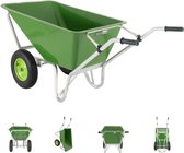 TRUTZHOLM - Kruiwagen - Tweewielige XL - 220 liter - Draagvermogen 300 kg - Thermisch verzinkt staal - Luchtbanden met metalen velg - Groen