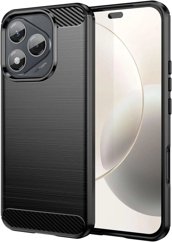 Geborsteld TPU Hoesje Geschikt voor Honor 400 Lite | Beschermhoes | Back Cover | Flexibel TPU | Stijlvol Carbon | Dun | Zwart