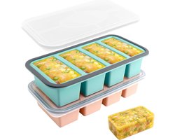 Silicone Freezer Trays Met Deksel - Souper Cubes 1 Cup - Meal Prep Voor Soep En Sauzen - Gemakkelijk Uitneembaar - BPA Vrij Siliconen Vorm - 2 Stuks Set - Ideaal Voor Invriezen Van Maaltijden
