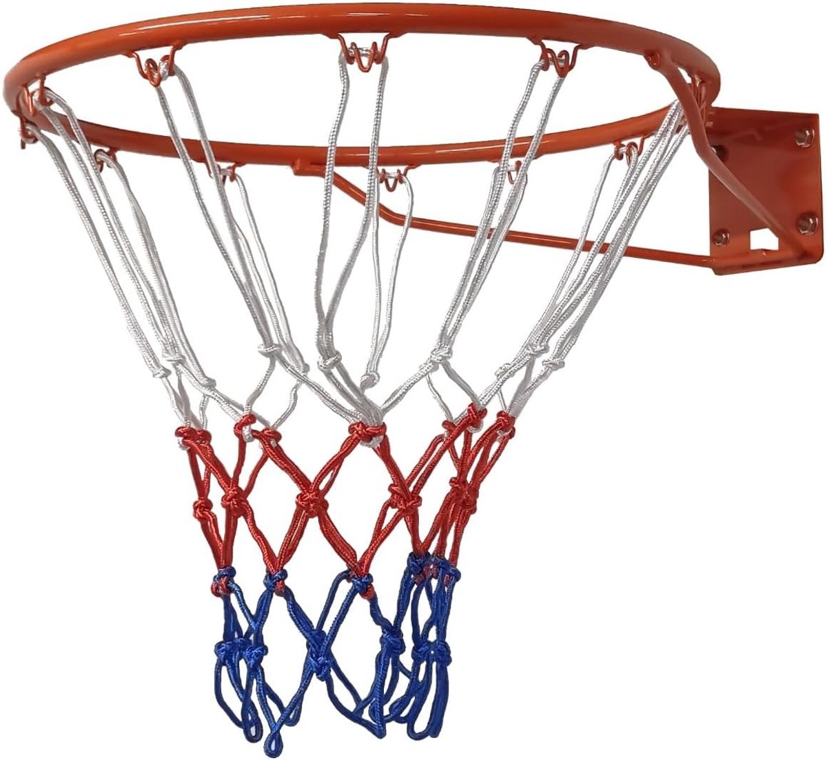 JeiibrZui Basketbalring 38 Cm - Binnen En Buiten Gebruik - 16 Mm Stalen Ring Met Nylon Net - Inclusief 4 Spreidbouten - Zilver