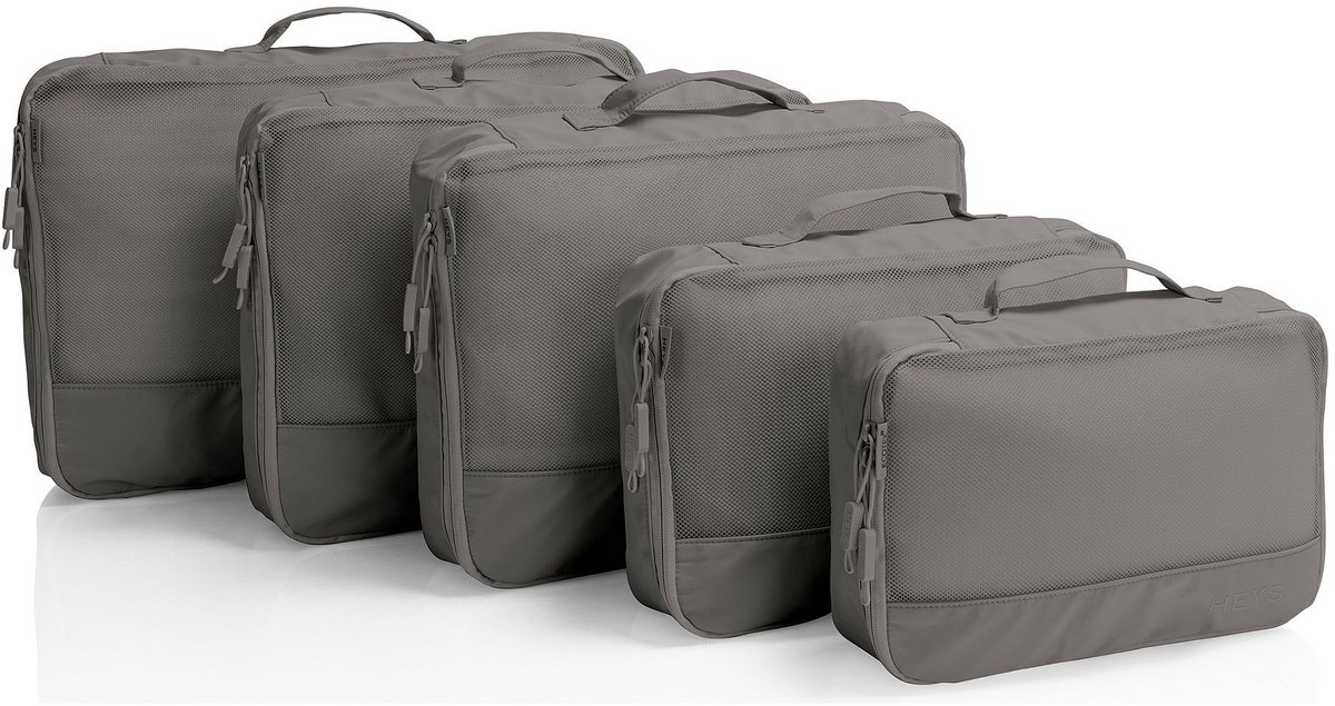 HEYS kledingzak EcoTex Packing Cubes Set 5pc Grey donkergrijs