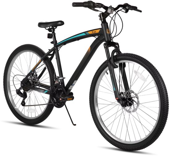 Mountainbike - Voor heren en dames - 18 versnellingen, voorverende vork, dubbele mechanische schijfremmen - 66 cm, oranje van Merkloos — afbeelding 5