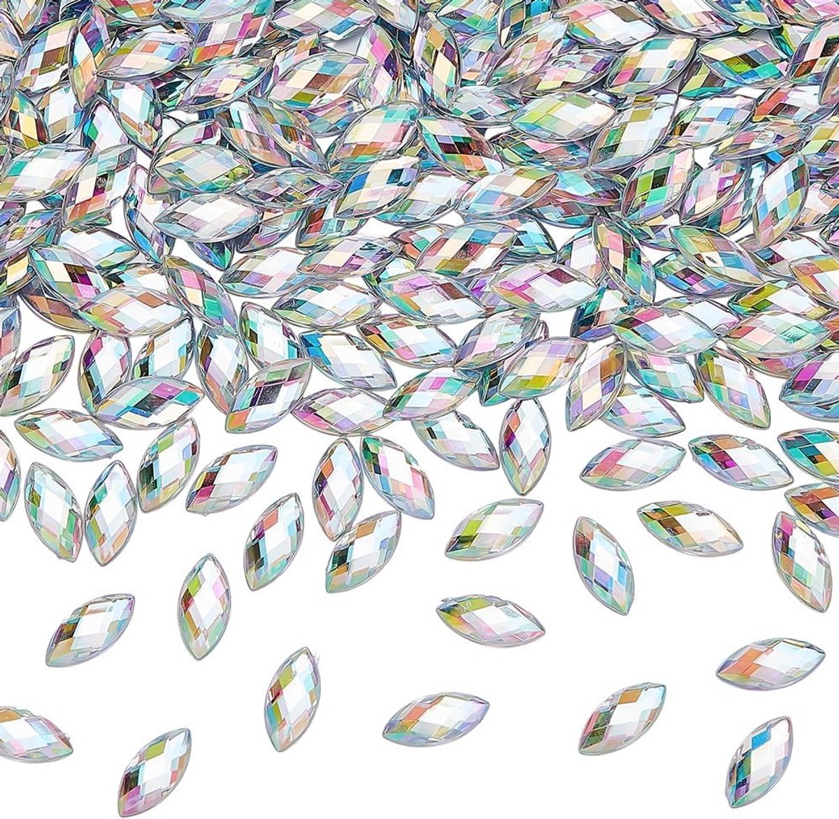 800PCS Paardenoogvormige Rhinestones 15x7mm Duidelijke AB Flatback Strass Steentjes voor DIY Ambachten, Kledingdecoratie en Kostuumversiering