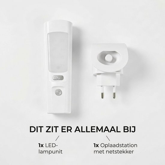 Wit Nedis oriëntatielicht met bewegingssensor en uitneembare oplaadbare zaklamp