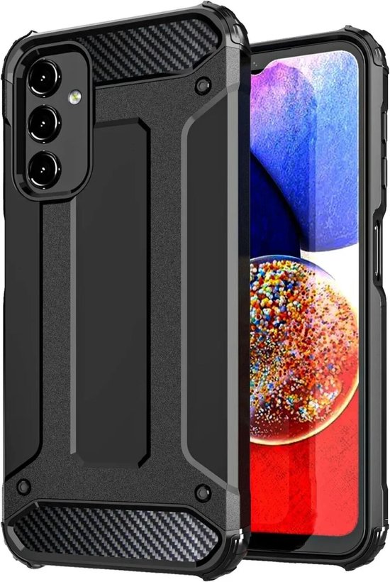 Coque adaptée pour Samsung Galaxy A16. | Résistant aux chocs | Couverture arrière hybride | Housse de protection | Résistant aux chocs | Une protection supplémentaire | Noir