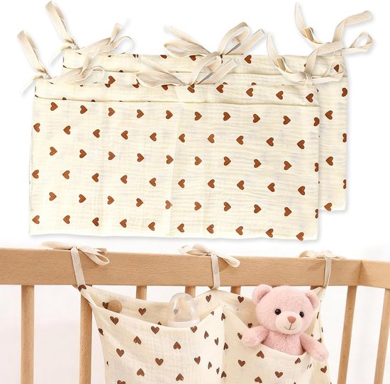 Hanging Baby Bed Organiser met 2 Compartimenten, Opbergtas voor Babybed, Verschoontafel en Speelgoed, Ideaal voor Babykamers en Diapers