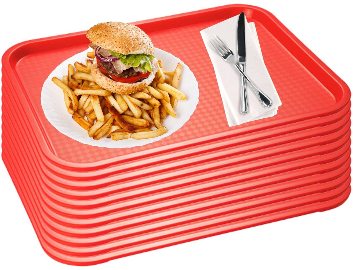 APS Fast Food Serveertablet - Breukbestendig - Vaatwasserbestendig - Rood - 45x35.5cm - Set van 10