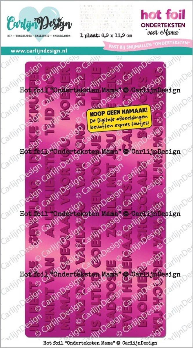 Hot foil onderteksten Voor mama