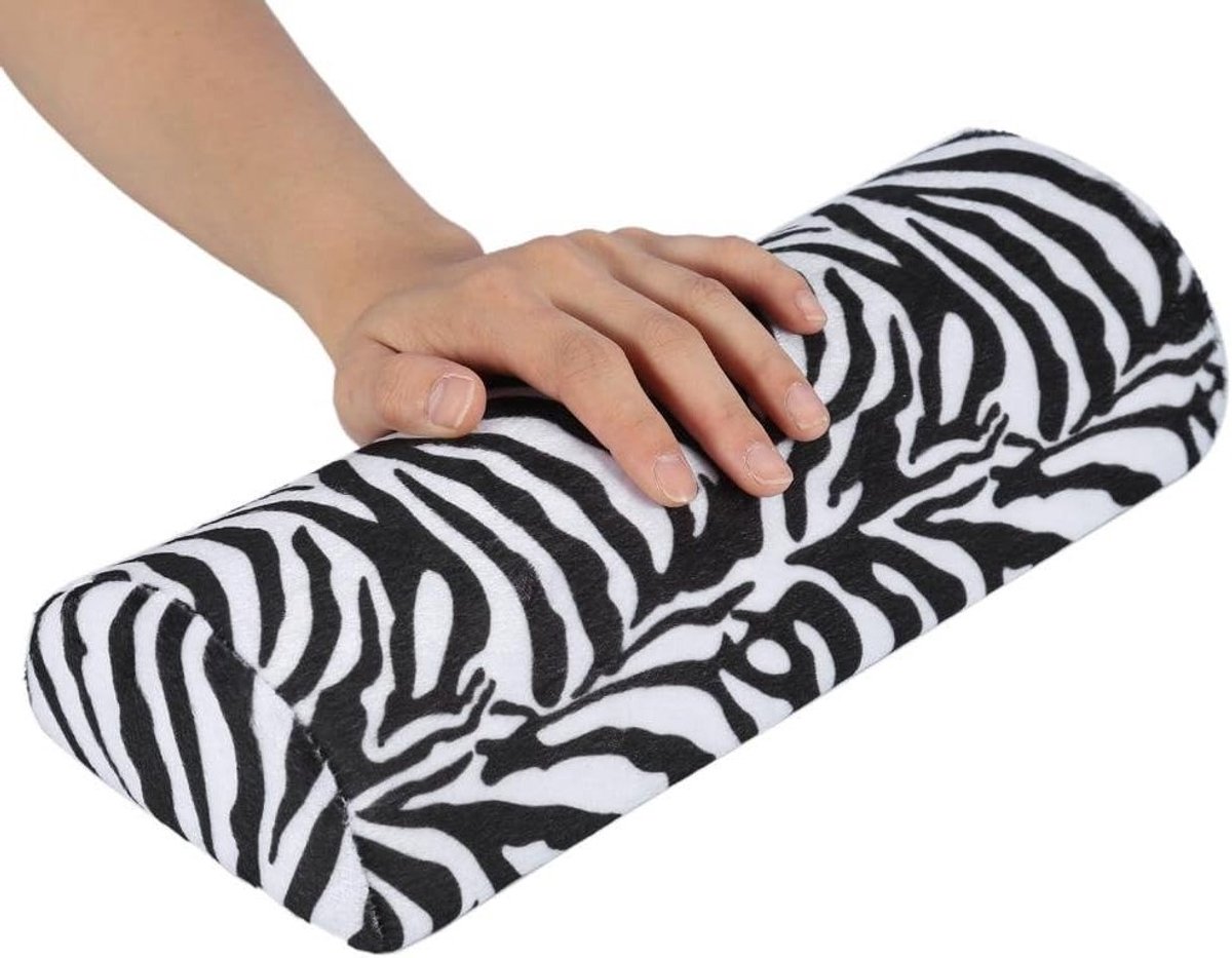 Professionele Manicure Hulpmiddelen - Zachte Handkussen, Armsteun en Spons Houder in 10 Kleuren (Zebra Patroon) voor Perfecte Nagelverzorging