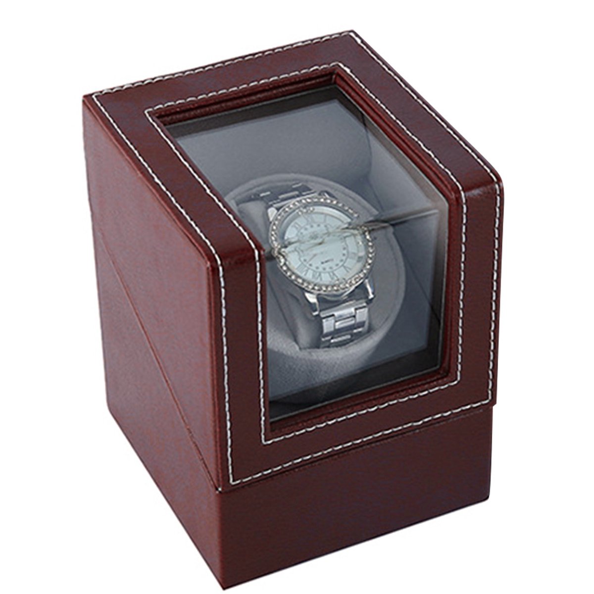 Watchwinder - Met Poetsdoekje - Automatische Horloge Opwinder - Horlogedoos - Horlogebox - Opbergdoos Heren - Horlogeopwinder - Watch Winder Box - Diepe Koffie