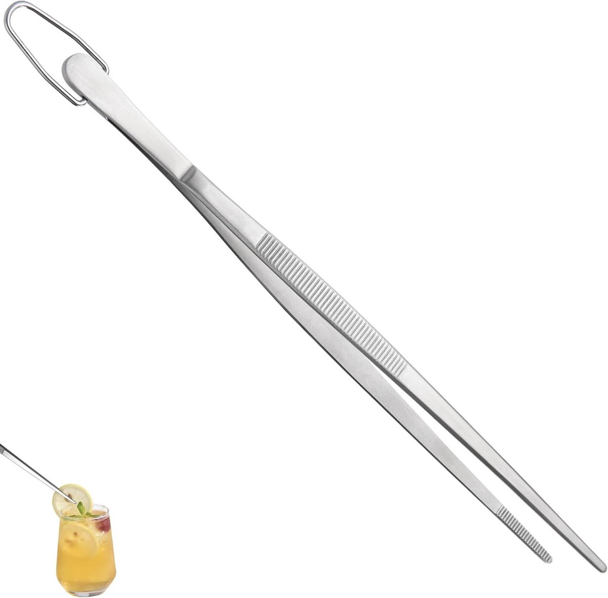 Kooktangen van 25 cm van roestvrij staal: flexibele grip, naadloze las en antislip voor serveren, grillen en decoreren