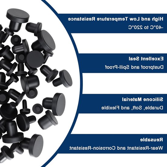 50 Stuks Zwarte Rubberen Stoppen voor Gaten van 4 mm - Waterdichte Afsluitdoppen — afbeelding 3