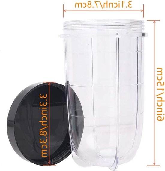 3 Stuks Vervangende Bekers met Deksel voor 250W Blender en Juicer, Geschikt voor 16OZ Gebruik — afbeelding 3