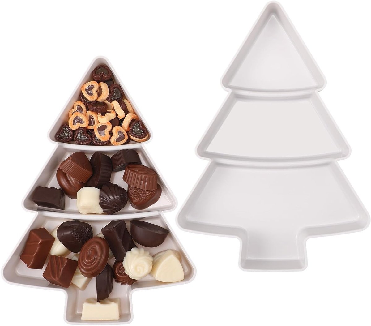 2 Stuks Snack Appetizer Trays in Kerstboomvorm voor Dessert, Fruit en Kaas Serveren