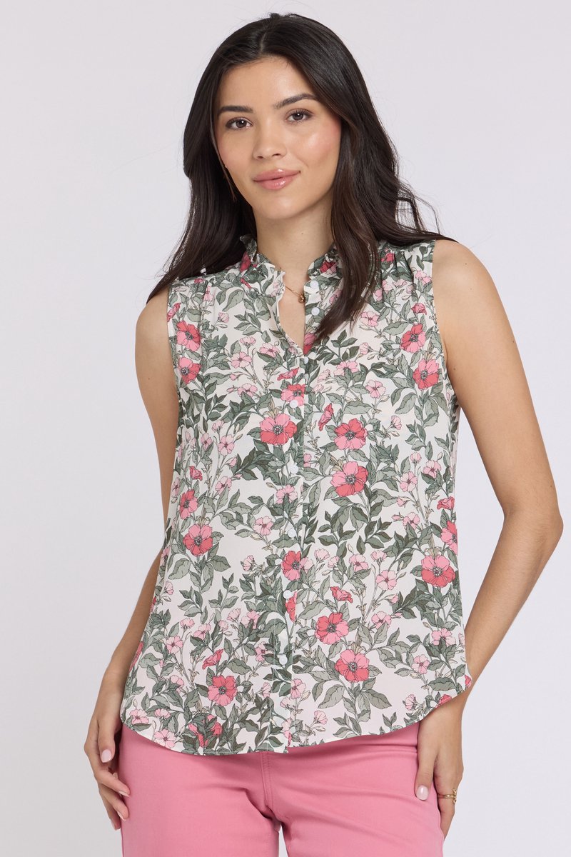 Mouwloze Ruffle Neck Blouse