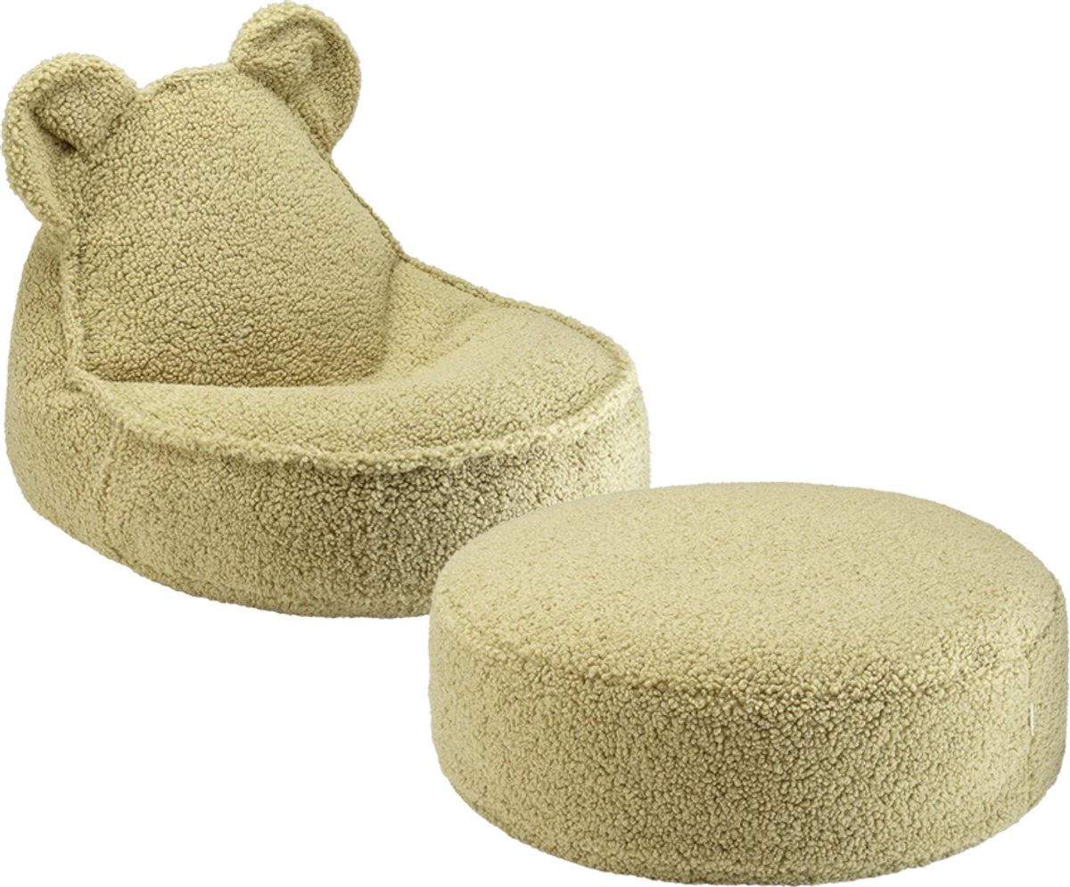 Wigiwama Teddy Bear Beanbag Chair/Zitzak met Ottoman - Matcha
