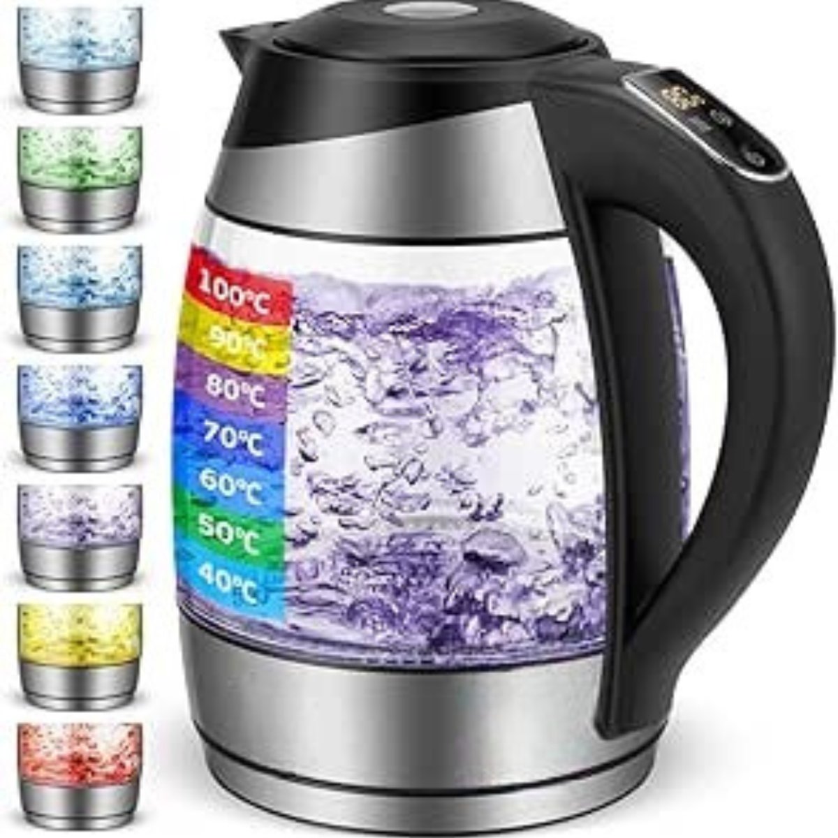 RUX® Waterkoker glas - Waterkoker - Zilver- 22cm x 19cm x 25cm