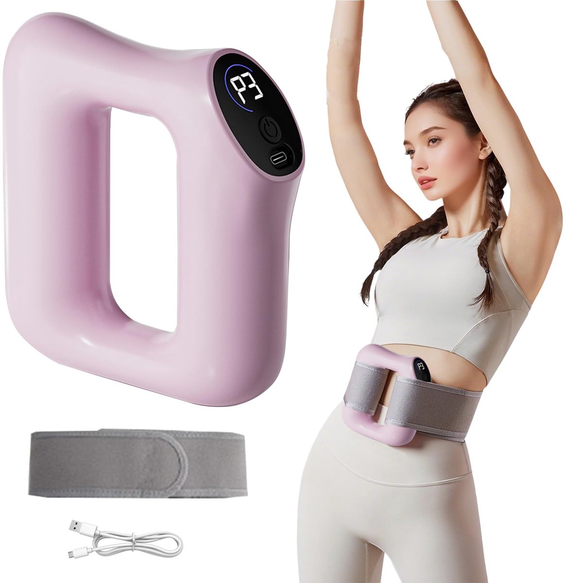 carmdering - Massage apparaat - Lymfedrainage apparaat - Anti-Cellulite Roller - Lichaamsvorming - Dubbel ontwerp, 360° vetverbranding - 5 intensiteiten, 3 modi, warmtetherapie - Type-C, 30 dagen batterij - Stil, draagbaar, ideaal voor thuis - roze