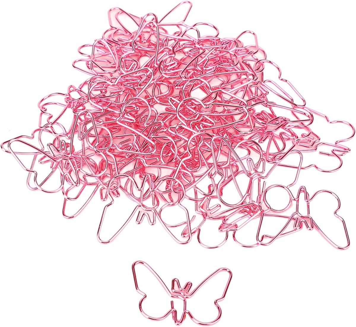 50 Stuks Roze Gouden Vlinder Paperclips - Roestvrijstalen Bloem Paperclips als Kleine Boekenleggers voor School en Kantoor