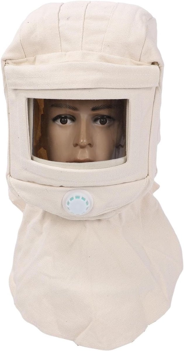 Ventilerende zandstralen cap met canvas sjaal, beschermend masker voor schuren, schilderen en poedercoaten, winddichte gezichtsbedekking voor veilig gebruik